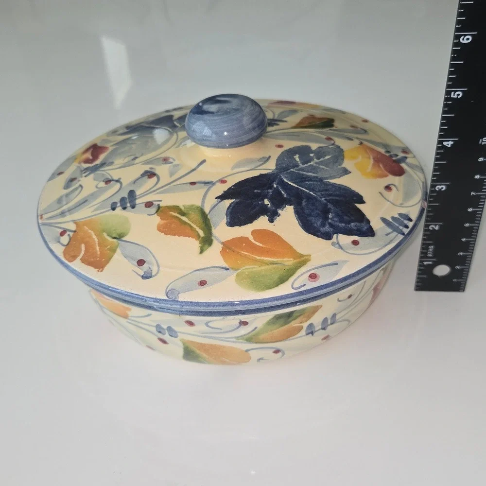 Vintage Ceramiche Alfa Italy Hand Painted Lidded Casserole Serving Dish 8in